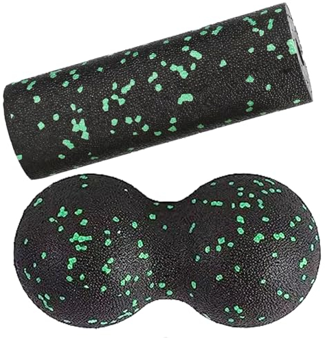 Faszienball und Faszienroller Mini Set, 2-teiliges Kleiner Massageball Set, Faszientool zur Effektiven Faszien & Triggerpunkt Behandlung für Wirbelsäule, Akupressur Plantarfasziitis (Grün)