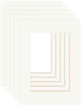 DEHA Design Passepartout (5er Set) Karton 13x18 cm für Bilder im Format 9x13 cm, Elfenbein