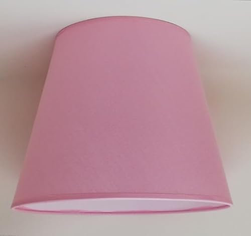 30 cm Paralume Cono, Tessuto di Cotone con PVC Bianco, Prodotto Artigianale, per Lampada da Tavolo, Piantana (Rosa)