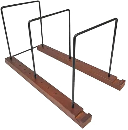 IGTOPS Pine Vinyl Record Stand, CD Record Stand and Display Stand, Wooden Record Storage, with Stainless Steel Record Organiser, Record Stand (Holds 70 Pieces)