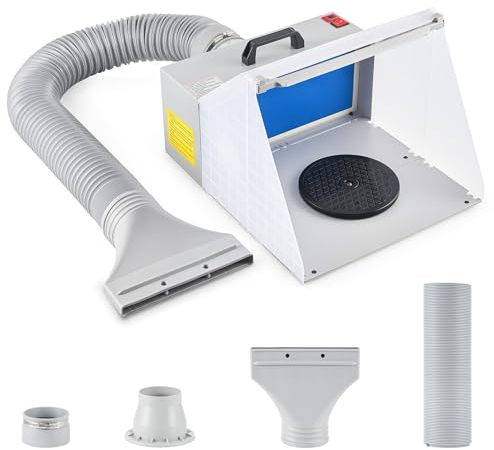 CO-Z Cabina de Pintura con Aerógrafo, 2m³/min, 25W con Extractor de Humos y 3 Luces Brillantes, Cabina de Aerógrafo con Plato Giratorio de 19 cm, Manguera de 1,7 m para Modelos, DIY