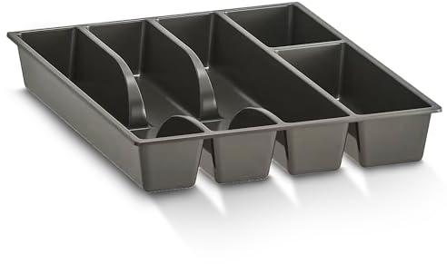 home stuff Cutlery Tray, Kitchen Storage Organizer, Adjustable Utensils, Drawer Insert for Tidy Storage and Organization, Plastic Flatware Spoons Forks Knives Holder Storage Insert (Grey).