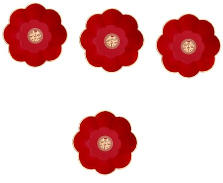 Alipis 4 Pièces Plat De Fruits Décor Plateau De Collation Assiette à Bonbons De Style Chinois Assiette De Bonbons Plats De Bonbons Rouge Fruit Sec Fournitures De Mariage