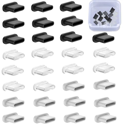 30 Pezzi Tappi Antipolvere USB C Silicone per iPhone 16 Pro Max 15, Tappi Antipolvere Proteggi la Copertura di Ricarica, Tipo C Porta Ricarica, per la Maggior Parte dei Telefoni e Tablet di Tipo C