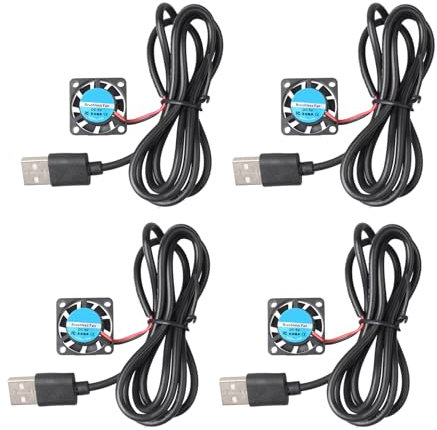 Jopto 4 mini ventiladores de refrigeración silenciosos sin escobillas 25 x 25 x 7 mm 2507 DC 5 V con conector USB compatible con laptop, portátil, tarjeta gráfica, impresora 3D, PC, CPU