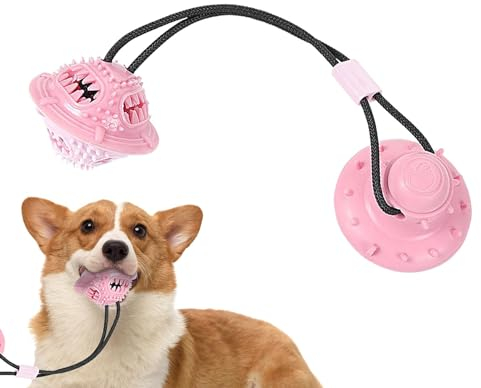 Hundespielzeug mit Saugnapf, Hundespielzeug mit Ball am Seil,Beißspielzeug für Hunde | Pet Supplies Leckerli-Spender für Hunde, Saugnapf, interaktives Tauziehspielzeug für Hunde für die Zahnreinigung,