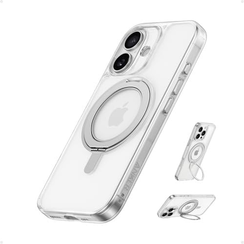 Anker FlexStand magnetisches Case für iPhone 16, 360° Ringständer, Matte und rutschfeste Schutzhülle, 15,5cm iPhone Hülle mit verbesserter MagSafe-Kompatibilität