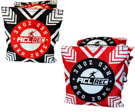 Offizielles Cornhole Set 90x60cm - 2x4 Cornhole Säckchen - EIN offiziell ACL-lizensiertes Set of Cornhole Boards - Sackloch Spiel für Outdoor (Cornhole Bags - Red Zone)