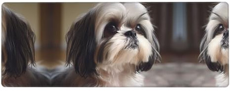 HYTTER Shih Tzu Tapis de souris surdimensionné en caoutchouc épais Motif chien 80 x 30 cm Convient pour le bureau, les jeux