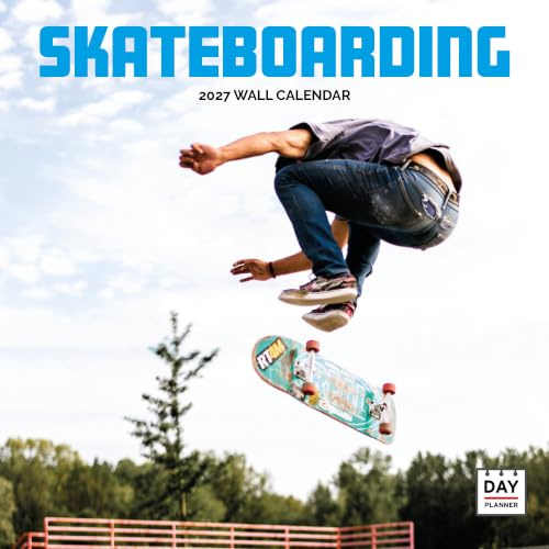 Dayplanner Publishing Skateboard-Kalender 2027, groß | Großer quadratischer 16-Monats-Wandkalender, ideal als Skateboarding-Geschenk.