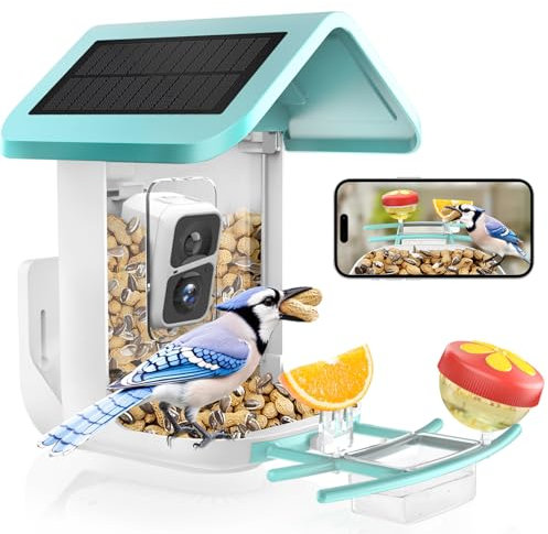 Viubird Bird Feeder with Camera: Solar Powered Smart Bird Camera Feeder 2K Live Feed for Backyard - AI Identify Auto Capture Videos, Gifts for Birdlovers Mom Dad, 2.4GHz WiFi