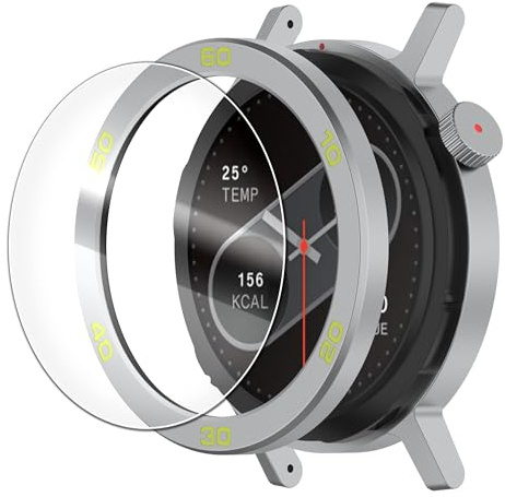 Chofit Schutzfolie kompatibel mit CMF by Nothing Watch Pro 2 Lünette Ring Abdeckungen Metallschlaufe Kleber Rahmen Abdeckung Protektoren mit Panzerglasfolie (Silber-grün)