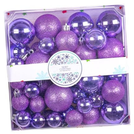 Milageto 44 Stück Weihnachtskugeln, Ornamente, Christbaumschmuck mit Loch zum Aufhängen, Weihnachtskugeln in Großpackung für Feste, Lila