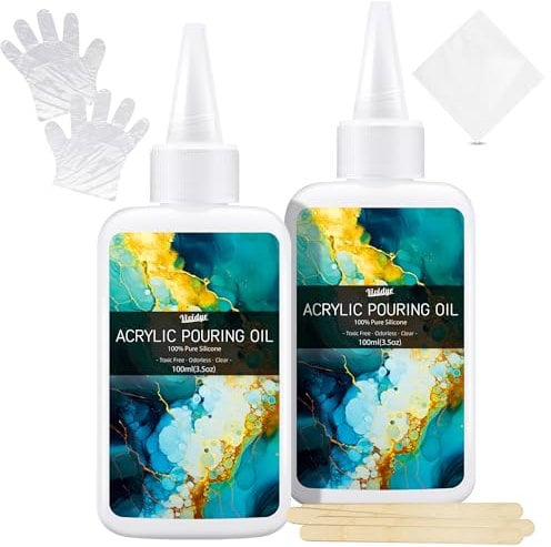 Olio di Silicone per Pittura Acrilica 200ml, Attivatore Cellulare Trasparente per Pittura Acrilica, Acquerello e Altri Tipi di Pittura, Olio di Silicone Liquido Puro al 100%, Non Tossico e Inodore