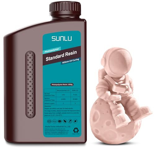 SUNLU 3D Drucker Resin 1KG, Geringe Schrumpfung und Schnelle Aushärtung Standard Resin, 365-405nm UV Resin für Die Meisten LCD/DLP/SLA Resin 3D Drucker, 1000G.(Beige)