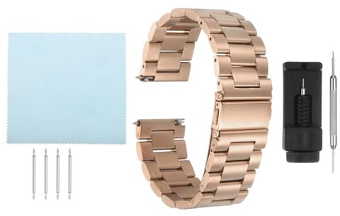 sourcing map Stainless Steel Mesh Watch Band 18mm Quick Release Metal Folding Watch Strap Double-Lock Deployment Clasp Replacement Bands for Men Women, Rose Gold