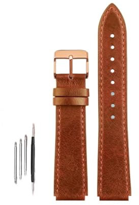 MAMA'S PEARL Misura for Casio G-Shock AE-1200WH/1300/1000/A159 A158 A168 Fibbia In Acciaio Inox Cinturino In Vera Pelle Da Uomo Retro cinturino Bracciale(Brown-rose gold)
