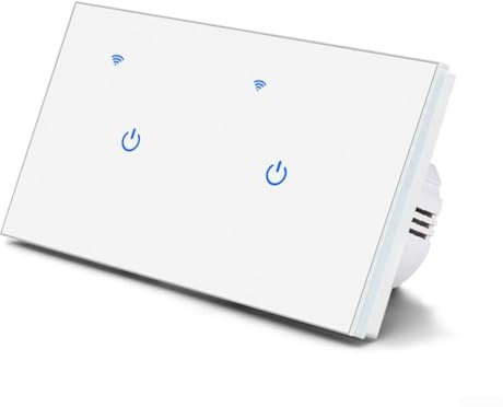 Smart Light Switch, 220V/10A WiFi Connected Touch Light Switch for Smart Homes, Voice Control for Alexa Voice, for Tuya, for Smart Life App, Smarts Wifi Switches(2 Gang-White)