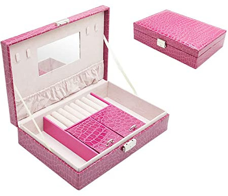 CWLPSL Kleine Schmuckschatulle für Frauen und Mädchen, Reise-Schmuck-Organizer-Etui aus PU-Leder, tragbarer Schmuckaufbewahrungshalter für Ringe, Ohrringe, Halsketten, Armbänder