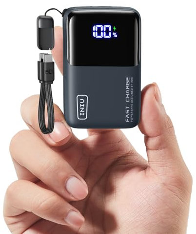 INIU Power Bank, 45W 10000mAh Mini Caricabatterie Portatile per Computer, Cavo USB-C In&Out, Piccolo Batteria Esterna a Ricarica Rapida PD QC per iPhone 16/15/14/13, Samsung, Google, Macbook, iPad Blu