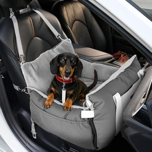 SIVEIS Hunde Autositz für Kleine bis Mittelgroße Hunde bis 15 kg | Tragbarer Autositz mit Sicherheitsleine, für Vorder- oder Rücksitz, Hundesitz mit Abnehmbarem und Waschbarem Bezug