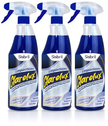 Sisbrill Clarolux Limpiacristales Coche Sin Marcas - Limpia a fondo y evita los rayones en el Parabrisas - Etiqueta en Español - Pack 3 Uds