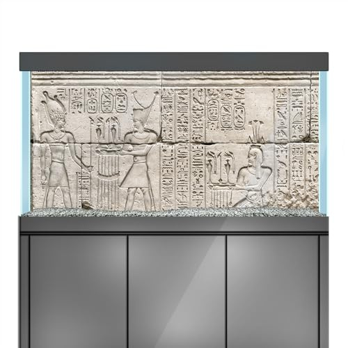 LYYAB Adesivo per sfondo acquario, tema: Faraone in rilievo egiziano, autoadesivo, per terrario e rettili, 100 x 50 cm