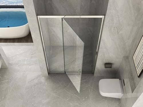 LineaDoccia - Box Porta Doccia Cristallo 6 mm Trasparente o Opaco Anticalcare 1 Lato Apertura Semi Battente Pivot Interna o Esterna H190cm Misure da 90cm a 140cm (TRASPARENTE, 130 (127-131) x H190 cm)