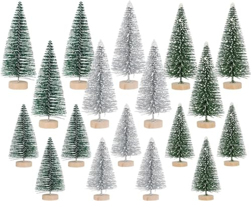 FALSKT 18pcs Künstlicher Weihnachtsbaum Mini Tannenbaum Weihnachtensdeko Tisch Tannenbaum Klein Weihnachtsbaum Unechte Christbaum 9/7cm für Weihnachten Deko Tischdeko (3 Farbe)