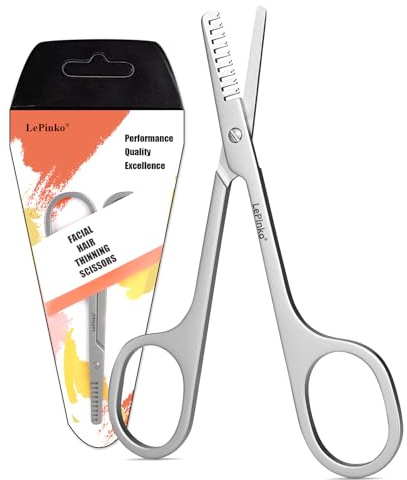 Facial Hair Thinning Scissors, V Teeth Hair Thinning Scissors For Beard Mustache Bangs, Gifts for Men Women Stocking Stuffers, Stainless Steel Gray