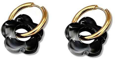 OIXEYA Boucles d'oreilles pendantes en résine, à fleurs élégantes, en résine dégradée, Acier Inoxydable, Plaquées or