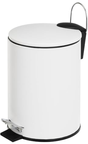 Papelera de Pedal con Cubo extraíble Blanca de Metal de 5 litros