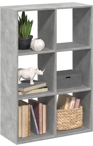 Frdhee Stufenregal Bücherturm Freistehend,Raumteiler Bücherregal Betongrau 69,5x29x103,5 cm Holzwerkstoff,Zur Aufbewahrung Von Büchern,Kleidung,Kisten