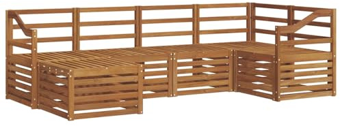 vidaXL 8-teiliges Sofa-Set aus natürlichem Akazienholz, massiv, für Garten und Terrasse, moderne Möbel, minimalistische Sitze, wetterfestes Sofa