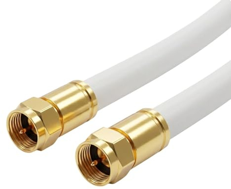 Lumonic 1m Antennenkabel RG6 | vergoldete F-Stecker gerade | Weiß | 4-fach geschirmt 120dB | fertig konfektioniert | Koaxialkabel, Sat Kabel, DVB-T2, Kabelinternet