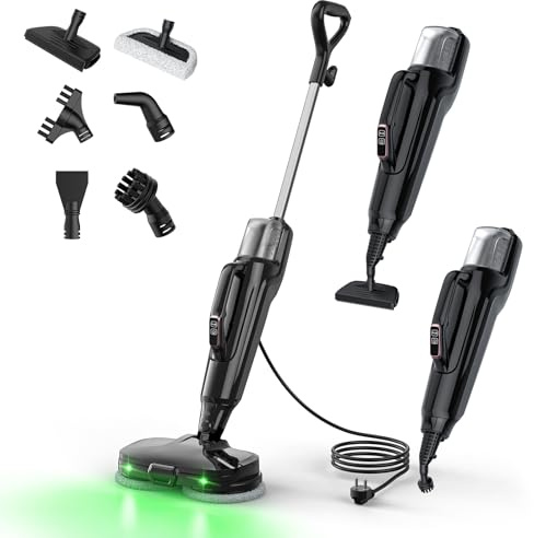 Lubluelu Dampfreiniger 1580W 6-in-1 Dampfmopp, Elektrischer Steam Mop mit 500ml Wassertank, Schnelle Aufheizung, Entfernt Hartnäckigen Schmutz, Für Fliesen, Laminat, Teppich & Hartböden, mit LED-Licht
