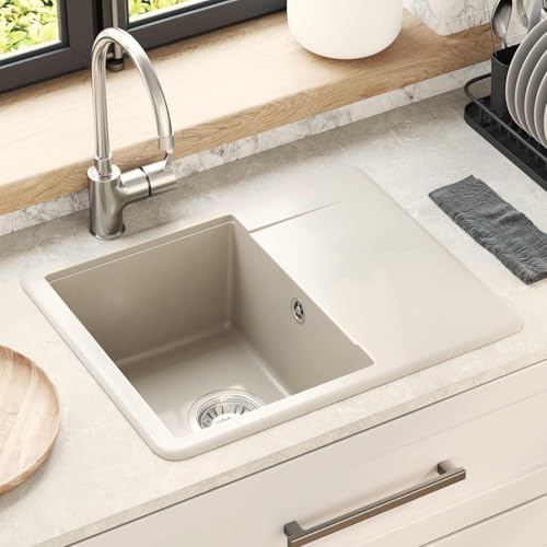 Generico Lavello Beige 560 x 460 mm 80% Quarzo e 20% Resina,Articoli Idraulici,Lavandini,Lavandini cucina-42028414