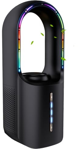 Sulobom Rotorlos Ventilator, Bladeless Fan mit Luftreiniger, 3 Gänge, Touch, geeignet als Aroma-Diffuser, mobiles Klimagerät, Tower Fan für Zuhause, Büro