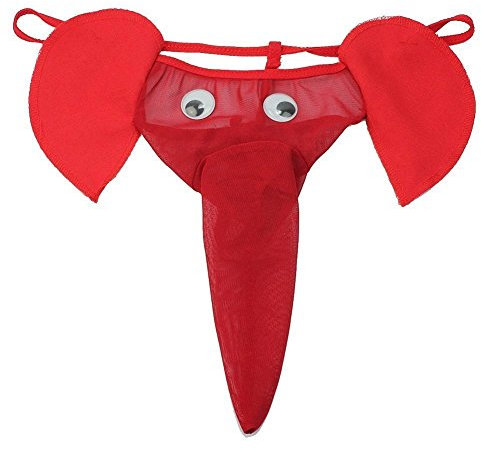 Creamlin Il Reggiseno Divertente del G-Stringa dei Cinghie dei Riassunti del Sacchetto della Biancheria Intima dell'elefante degli Uomini Sexy (Rosso)