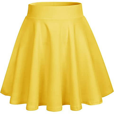 Bridesmay Donna Gonna Vita Alta Casual Solida Colore Mini Gonna Yellow S