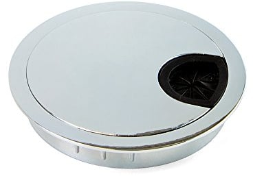 Emuca Round built-in metal grommet for table/desk/worktop, Ø80mm, Bright chrome