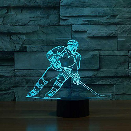 Jinson well 3D eishockey spielerled Lampe optische Illusion Nachtlicht, 7 Farbwechsel Touch Switch Tisch Schreibtisch Dekoration Lampen mit Acryl Flat Base USB Spielzeug