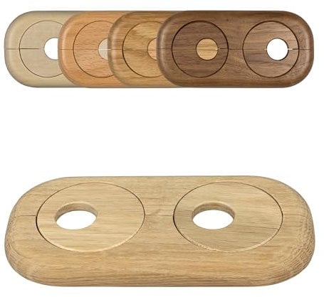 FUX 1 Pcs. Rosace radiateur double, 15mm-22mm, différentes couleurs, distance variable entre tuyaux, cache tuyau, cache pour tubes, rosace, plomberie chauffage, parquet (22mm, chêne brut)
