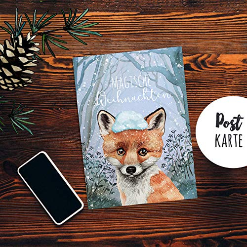 ilka parey wandtattoo-welt A6 Weihnachtskarte Weihnachtsgrüße Postkarte Print Fuchs im Winterwald Magische Weihnachten Grußkarte pk227 - ausgewählte Menge: *1 Stück*