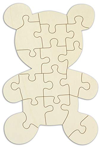 Holzpuzzle Teddy zum selbst gestalten und bemalen - 19 Teile, 59 x 40 cm - personalisierbares Puzzle aus Holz