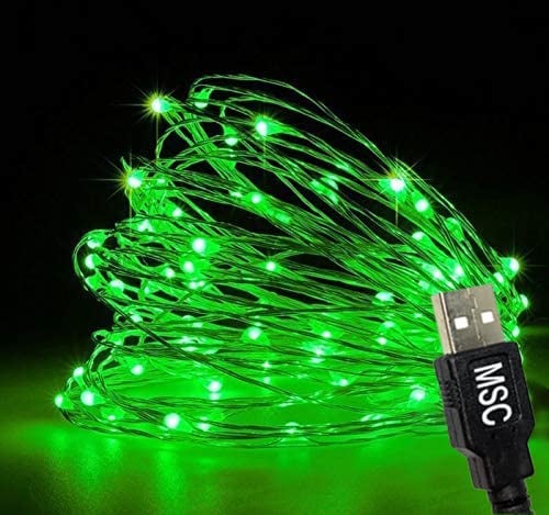 MSC - 16.5 ft / 5m - 50 Led's USB Powered LED 5m Green Coloured String Fairy Lights On Copper Cable with Light Effects, Ideal for Christmas, Xmas, Party,Wedding,Decoration Green-USB-5m
