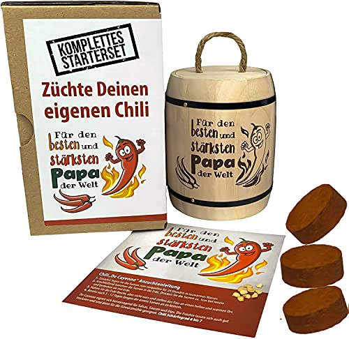 Geschenk für Papa - Chili Anzuchtset - Für den stärkster Papa der Welt Vatertagsgeschenk
