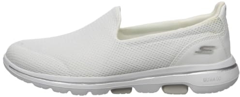 Skechers Women's GO Walk 5 Slip On Trainers, White, 5 UK