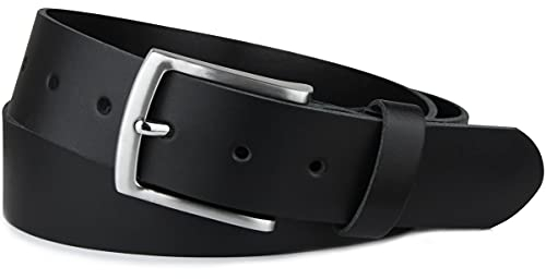 Frentree Damen Leder Gürtel, 3.8 cm breit und 0.25 cm stark, Schwarz, Gr.- 90cm (für Hüftumfang 85-95 cm)