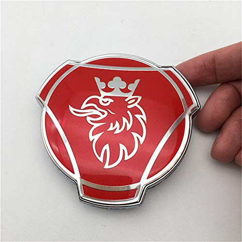 1 STÜCK Für SAAB Scania Griffin Abzeichen LKW Benutzerdefinierte Logo 80mm ABS Auto Kühlergrill Motorhaube Emblem (Red Silver)
